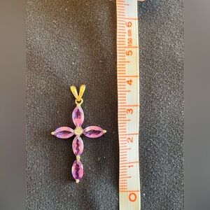 14k gold amethyst cross pendant